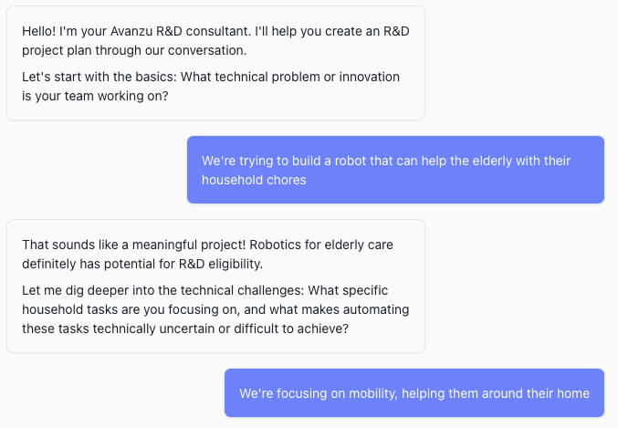 AI R&D planning chat